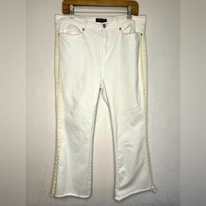 Juicy Couture Blk Label Women’s Y2K White Cropped Flare Jean Velour Stripe Sz 31
